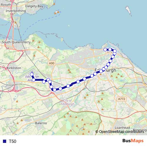 T50 tram Line Map