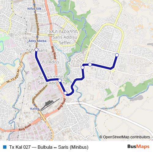 Tx Kal 027 bus Line Map