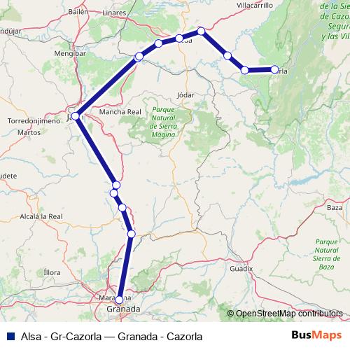 Alsa - Gr-Cazorla bus Line Map