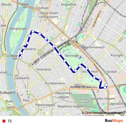 75 trolleybus Line Map