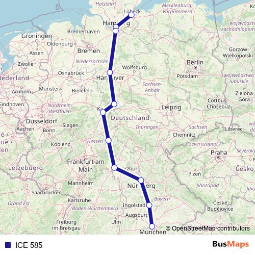 ICE 585 rail Line Map
