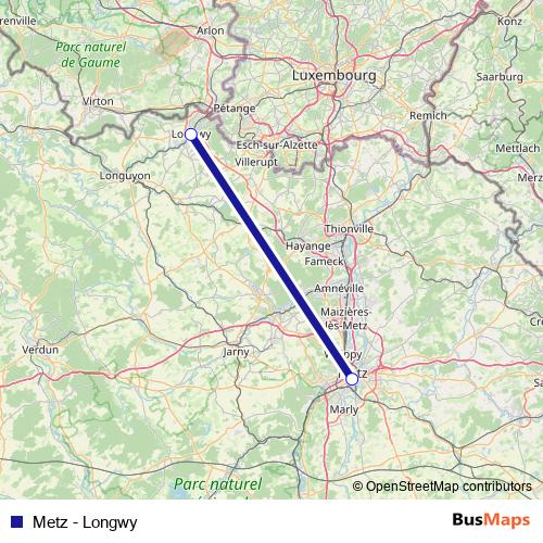 Metz - Longwy bus Line Map