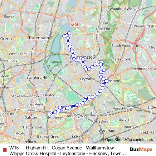 W15 bus Line Map