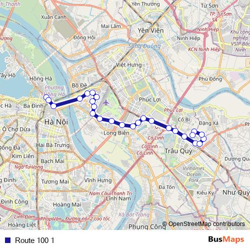 Route 100 1 bus Line Map