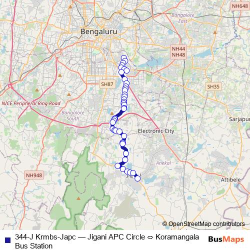 344-J Krmbs-Japc bus Line Map