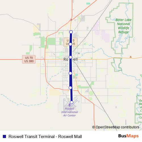 Roswell Transit Terminal - Roswell Mall bus Line Map
