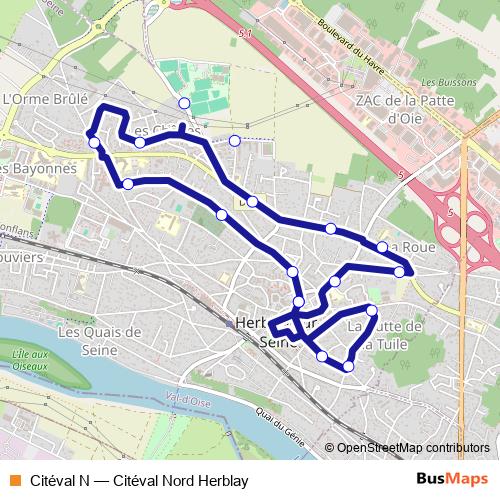 Citéval N bus Line Map