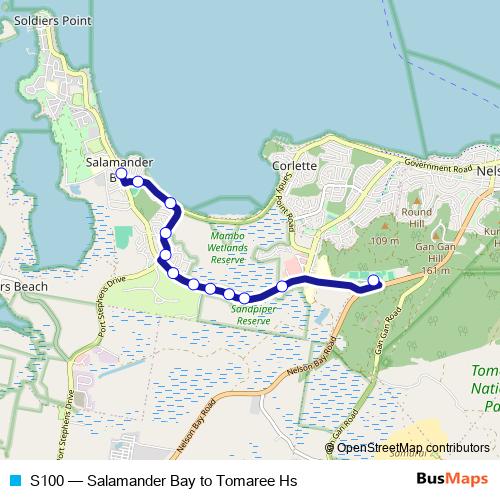 S100 bus Line Map