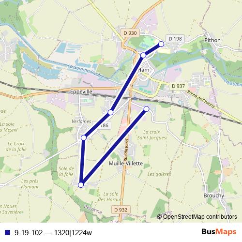 9-19-102 bus Line Map