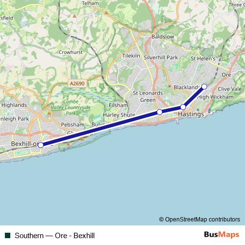 Southern bus Line Map