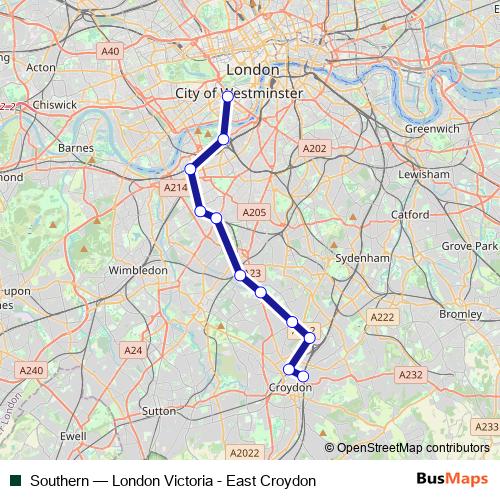 Southern bus Line Map