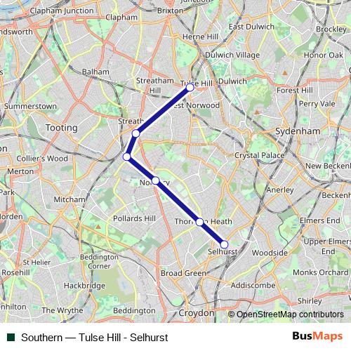 Southern bus Line Map