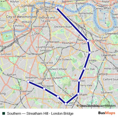 Southern bus Line Map