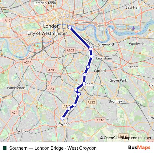 Southern bus Line Map