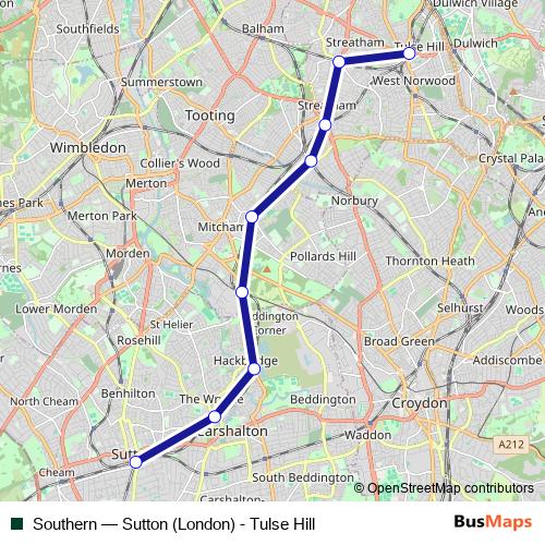 Southern bus Line Map