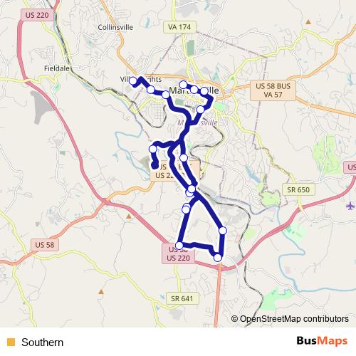 Southern bus Line Map