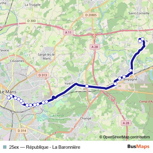 25ex bus Line Map