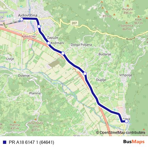 PR A18 6147 1 (64641) bus Line Map