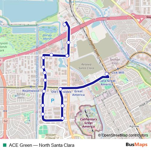 ACE Green bus Line Map