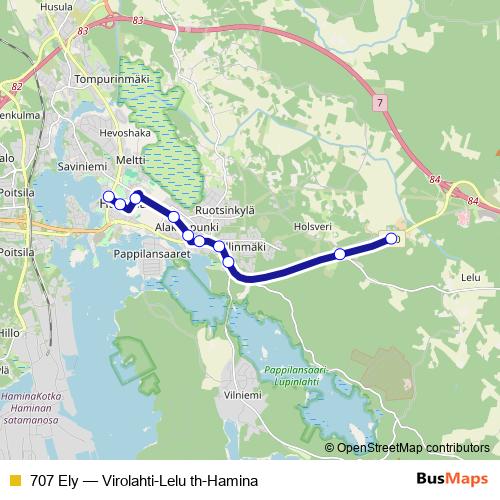 707 Ely bus Line Map