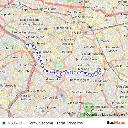 N505-11 bus Line Map