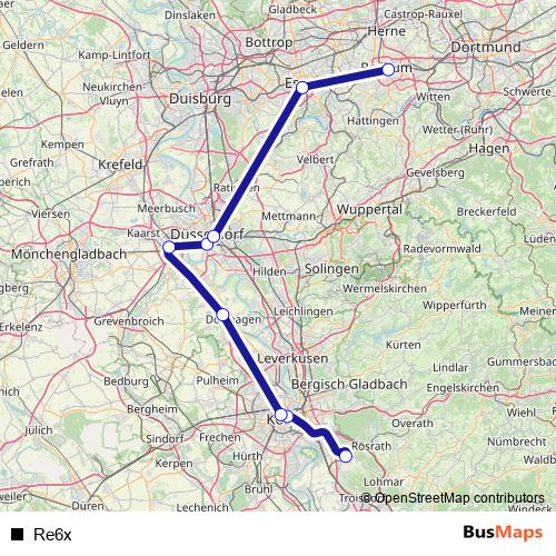 Re6x bus Line Map