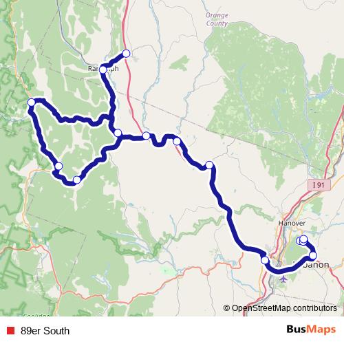 89er South bus Line Map