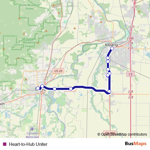 Heart-to-Hub Uniter bus Line Map
