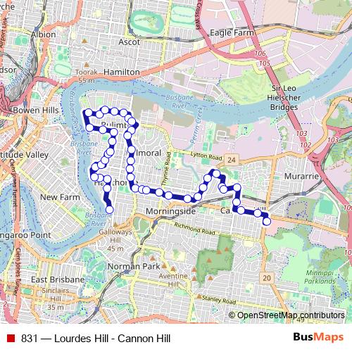 831 bus Line Map