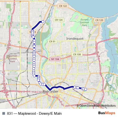 831 bus Line Map