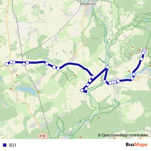 831 bus Line Map
