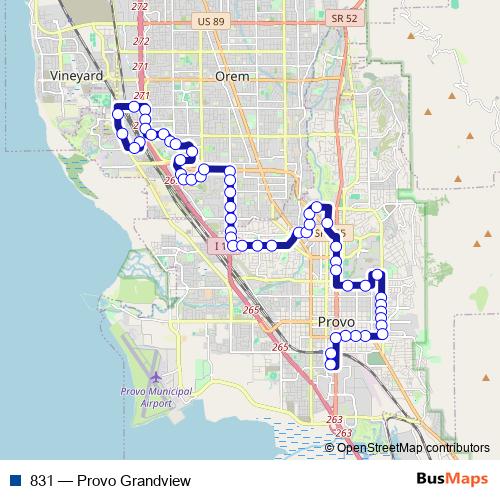 831 bus Line Map