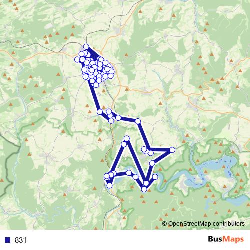 831 bus Line Map