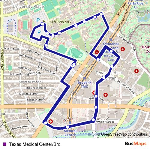 Texas Medical Center/Brc bus Line Map