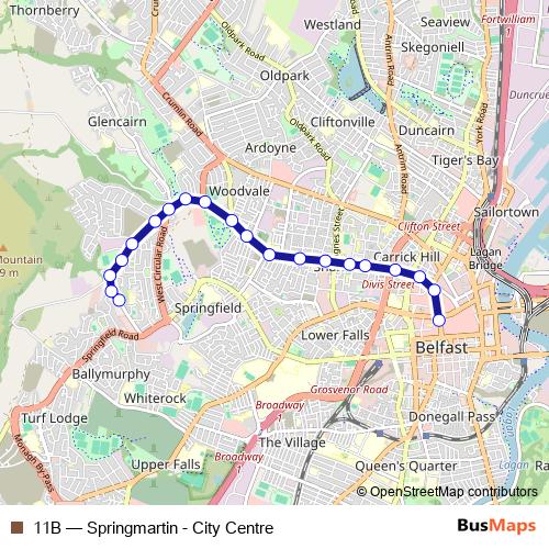 11B bus Line Map