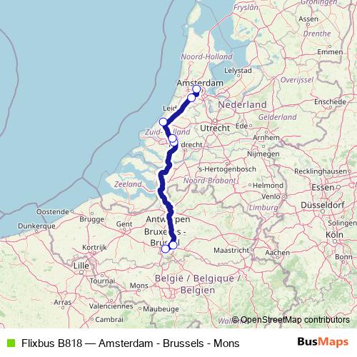 Flixbus B818 bus Line Map