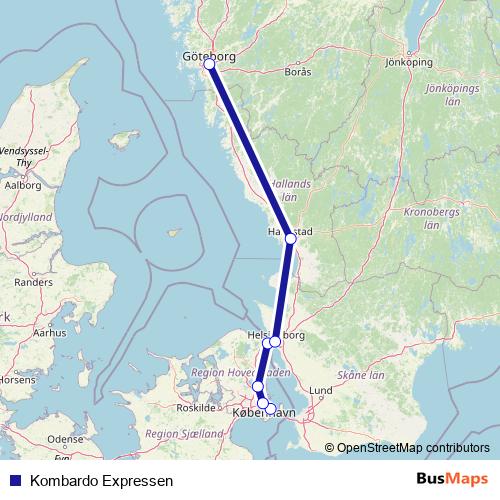 Kombardo Expressen bus Line Map