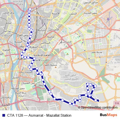 CTA 1128 bus Line Map