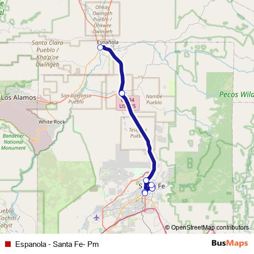 Espanola - Santa Fe- Pm bus Line Map