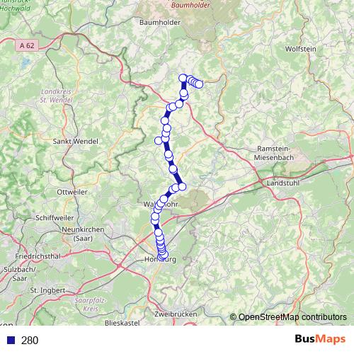 280 bus Line Map