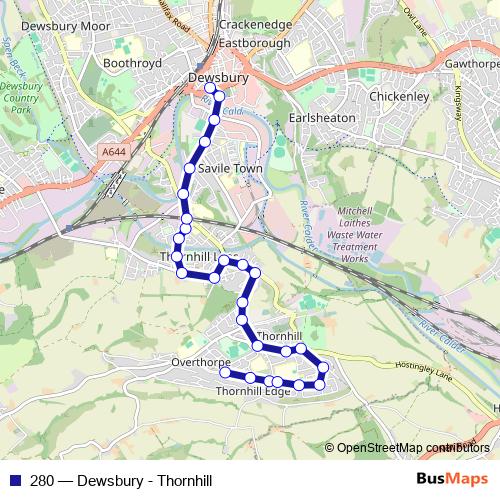 280 bus Line Map