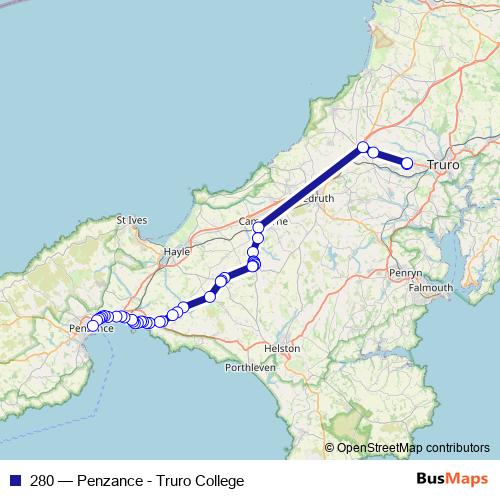 280 bus Line Map