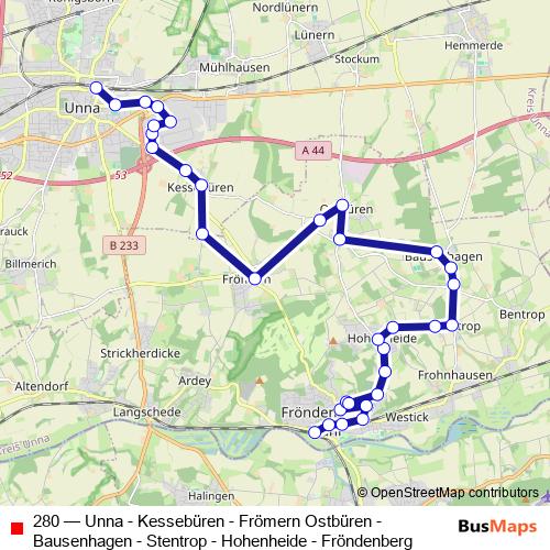 280 bus Line Map