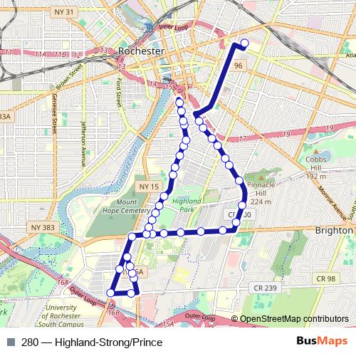 280 bus Line Map