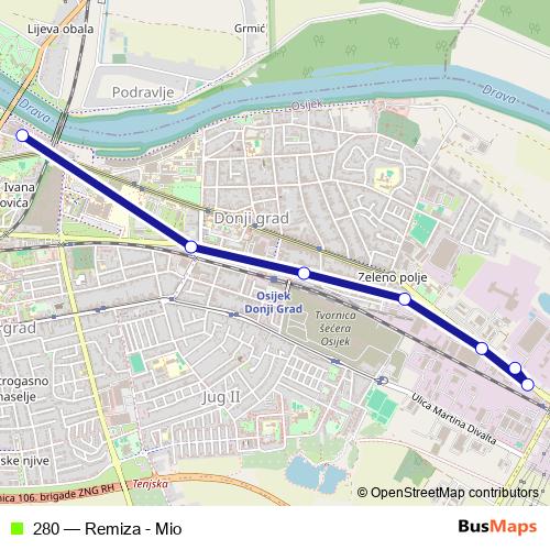 280 bus Line Map