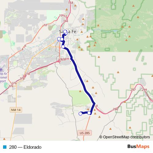280 bus Line Map