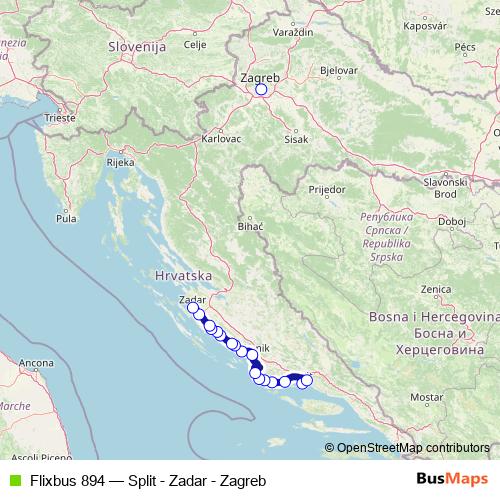 Flixbus 894 bus Line Map