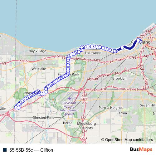55-55B-55c bus Line Map