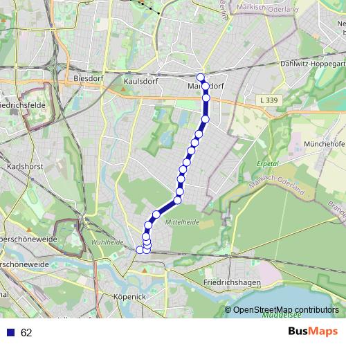 62 tram Line Map