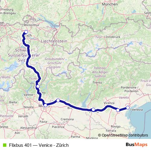 Flixbus 401 bus Line Map